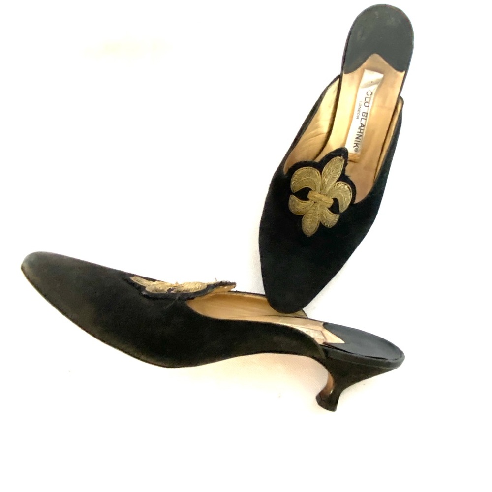 Vintage Manolo Blahnik Suede Mules from 1990 London